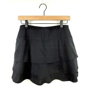 Athleta Ruffle Skort Women's Small Tall Black Activewear Athletic Tennis Golf